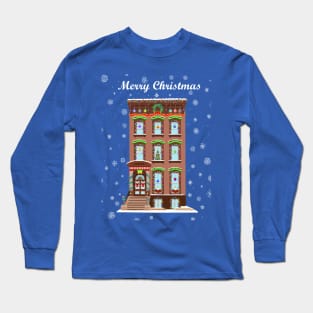 Merry Christmas Brownstone House Long Sleeve T-Shirt